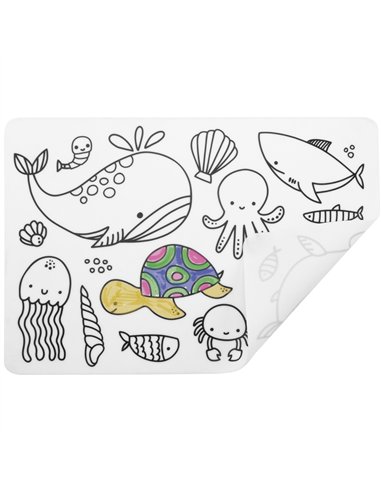 SET DE TABLE À COLORIER EN SILICONE - THÈME OCÉAN - Ulysse