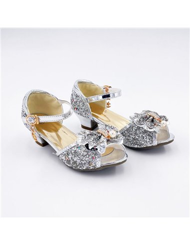 Mules à Noeuds et Paillettes Argentées - Labay