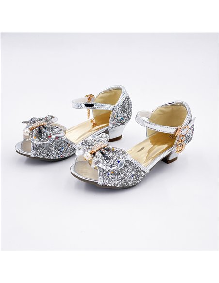 Mules à Noeuds et Paillettes Argentées - Labay