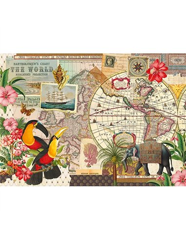 Gwenaelle Trolez PUZZLE 1000 PCS 50 x 70 CM + POCHON - MAPPEMONDE