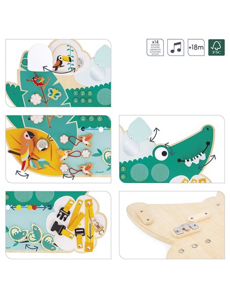Busy-board Crocodile en bois Tropik - Janod