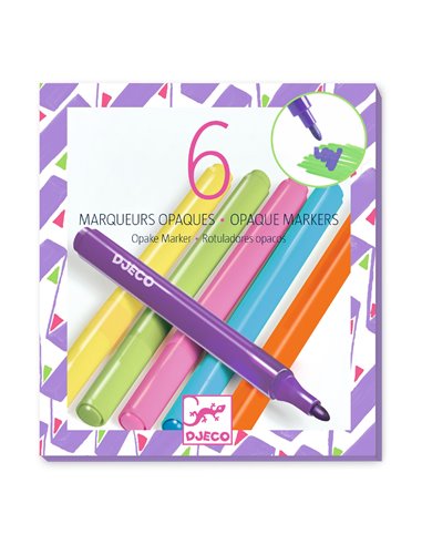 6 MARQUEURS OPAQUES-ANNÉES 80 - djeco