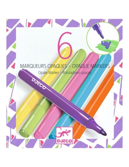 6 MARQUEURS OPAQUES-ANNÉES 80 - djeco