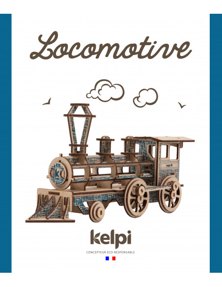 Locomotive Motif Bleu