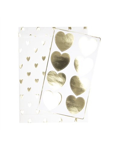 POCHETTES PAPIER PETITS COEURS DORÉS X 8PCS