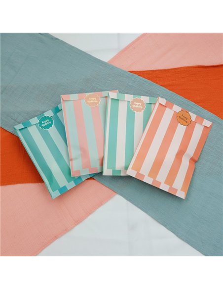 POCHETTES PAPIER HAPPY BIRTHDAY MULTICOLORE X 8PCS