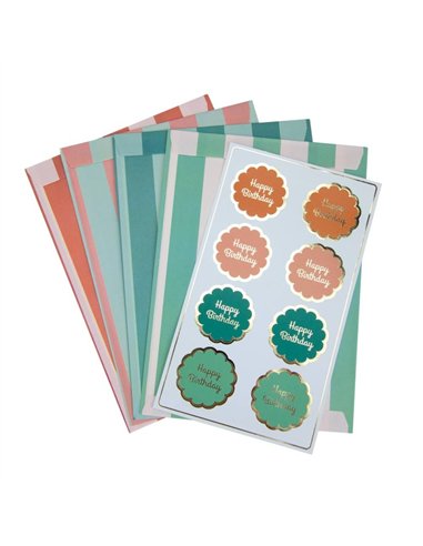 POCHETTES PAPIER HAPPY BIRTHDAY MULTICOLORE X 8PCS