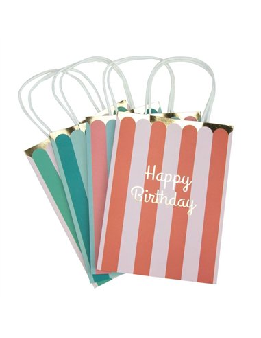 SACS PAPIER HAPPY BIRTHDAY MULTICOLORES X 4