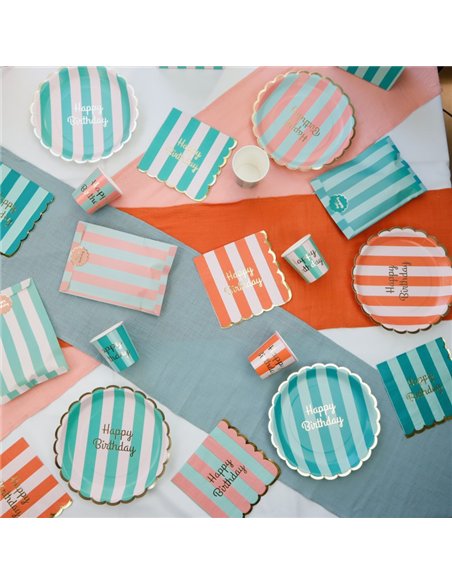 SERVIETTES FESTONNEES 33X33CM HAPPY BIRTHDAY X 16