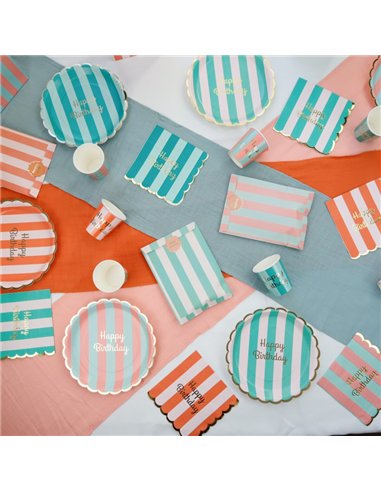 ASSIETTES FESTONNEES 23CM HAPPY BIRTHDAY X 8