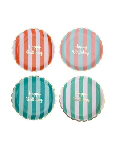 ASSIETTES FESTONNEES 23CM HAPPY BIRTHDAY X 8