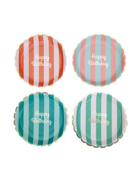 ASSIETTES FESTONNEES 23CM HAPPY BIRTHDAY X 8