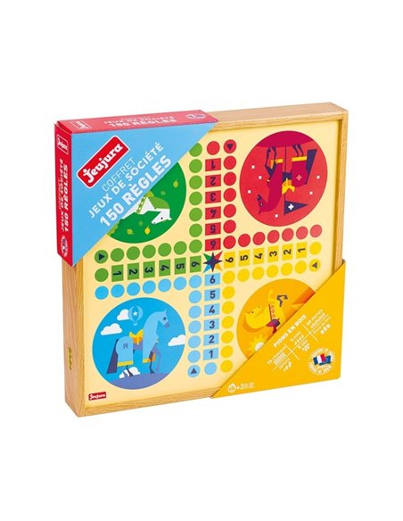 Coffret de Jeux classiques - 150 règles - pions en bois - jeujura