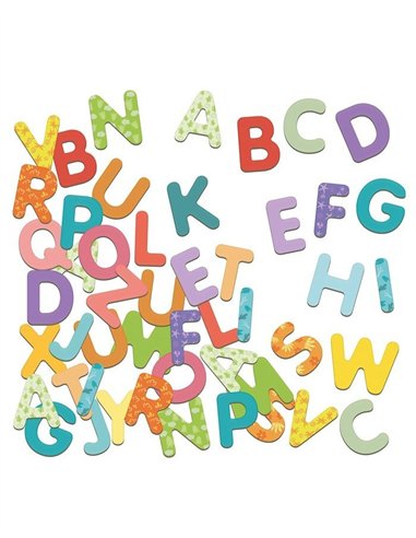 Magnets bois 50 lettres majuscules - jeujura