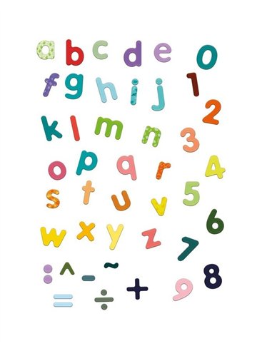 Magnets bois 80 lettres minuscules et chiffres - jeujura