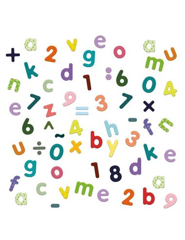 Magnets bois 80 lettres minuscules et chiffres - jeujura