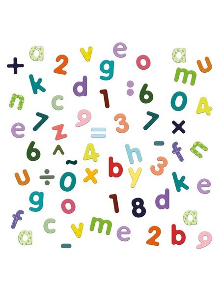 Magnets bois 80 lettres minuscules et chiffres - jeujura