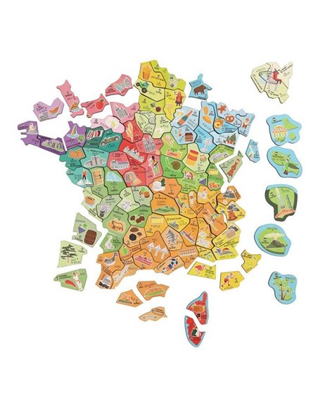 Magnets bois carte de france - jeujura