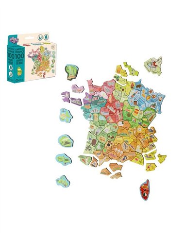Magnets bois carte de france - jeujura
