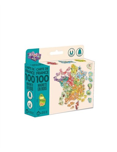 Magnets bois carte de france - jeujura