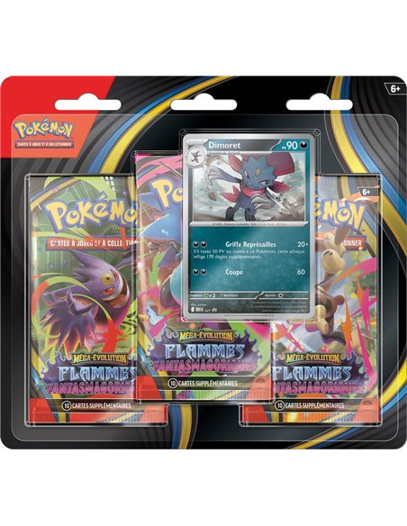 Pokémon ME02: pack 3 boosters méga évolutions flammes Fantasmagoriques
