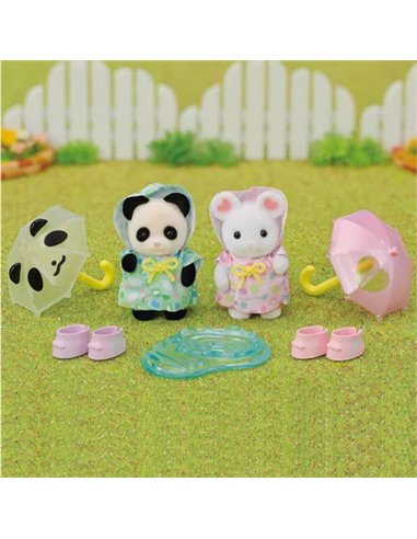 LE DUO DES BEBES EN HABITS DE PLUIE - SYLVANIAN TOUS POUR BEBES
