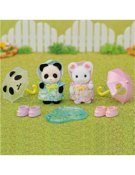 LE DUO DES BEBES EN HABITS DE PLUIE - SYLVANIAN TOUS POUR BEBES