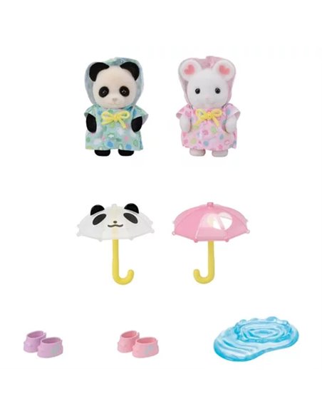 LE DUO DES BEBES EN HABITS DE PLUIE - SYLVANIAN TOUS POUR BEBES