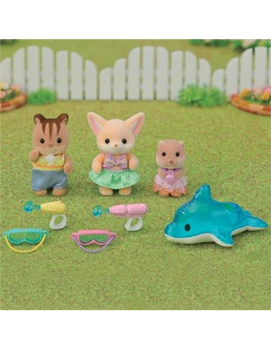 LE TRIO DES BEBES A LA PISCINE - SYLVANIAN TOUS POUR BEBES