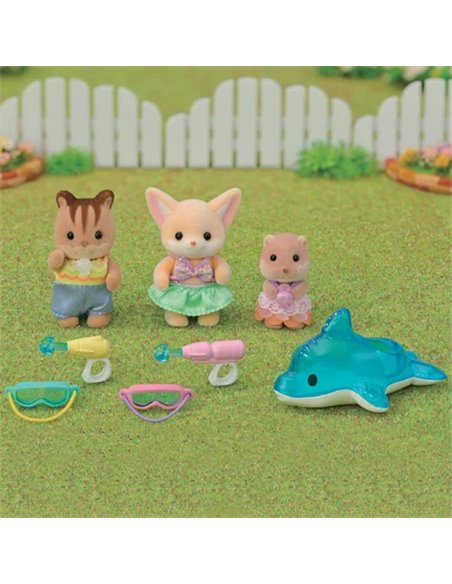 LE TRIO DES BEBES A LA PISCINE - SYLVANIAN TOUS POUR BEBES