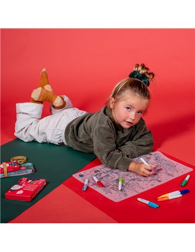 ÉDITION LIMITÉE NOËL : Set de table en silicone VILLAGE DE NOEL + LETTRE AU PÈRE AU NOËL INCLUS - Coloriage réutilisable