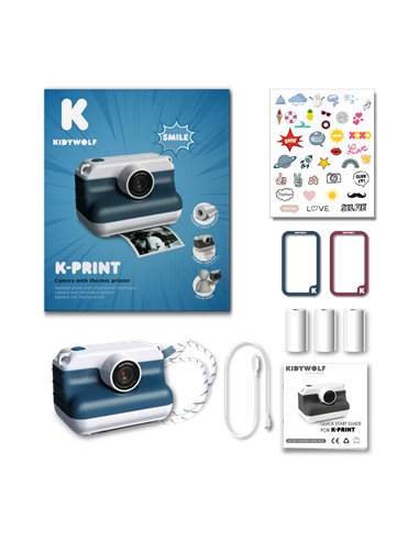 K-PRINT - appareil photos à impression thermique BLEU - Kidywolf