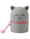 Mini trousse en silicone kawaii - chat gris - itotal