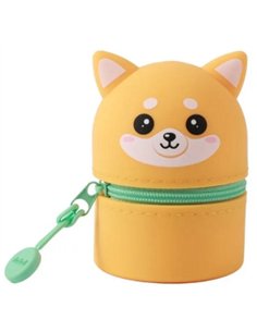 Mini trousse en silicone kawaii - chien shiba - itotal