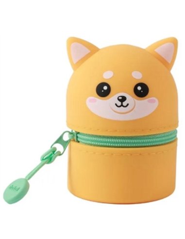 Mini trousse en silicone kawaii - chien shiba - itotal