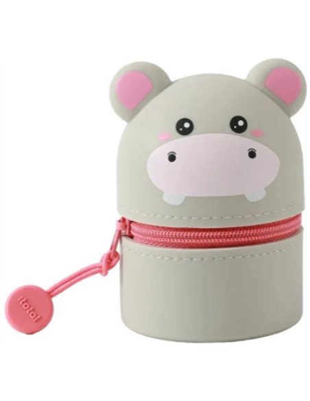 Mini trousse en silicone kawaii - hippo- itotal