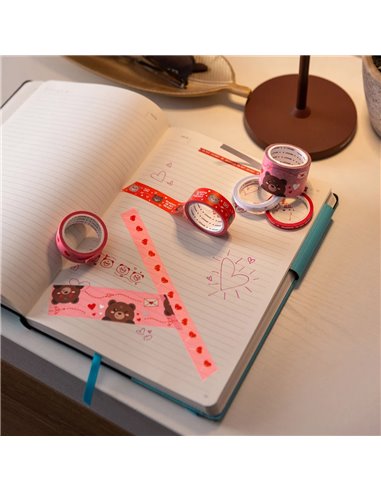 Set de 5 Rubans Adhésifs Décoratifs en Papier Teddy Bear - Tape by Tape - Saint valentin 2026 - LEGAMI
