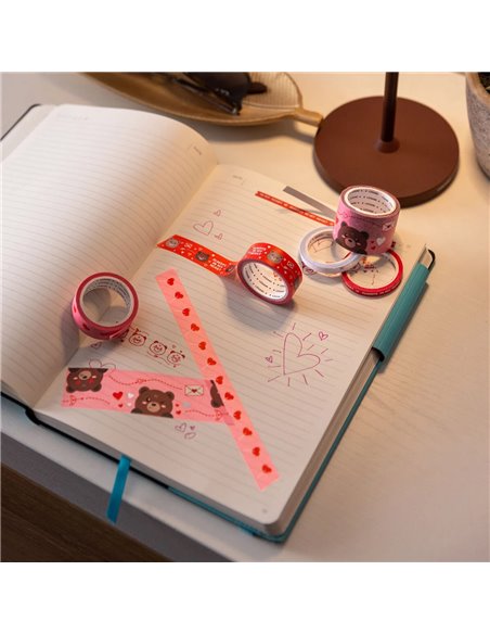 Set de 5 Rubans Adhésifs Décoratifs en Papier Teddy Bear - Tape by Tape - Saint valentin 2026 - LEGAMI