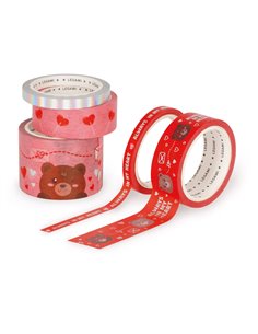 Set de 5 Rubans Adhésifs Décoratifs en Papier Teddy Bear - Tape by Tape - Saint valentin 2026 - LEGAMI 2