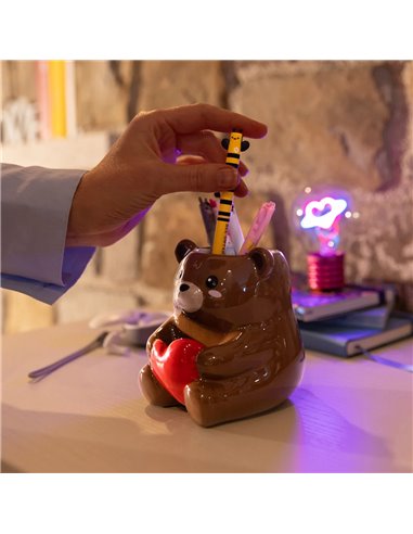 CERAMIC PEN HOLDER - DESK FRIENDS - TEDDY BEAR - Legami