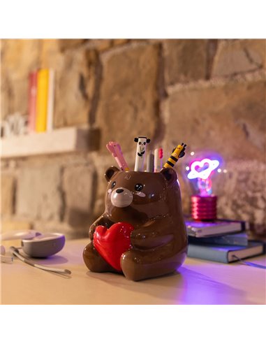 CERAMIC PEN HOLDER - DESK FRIENDS - TEDDY BEAR - Legami