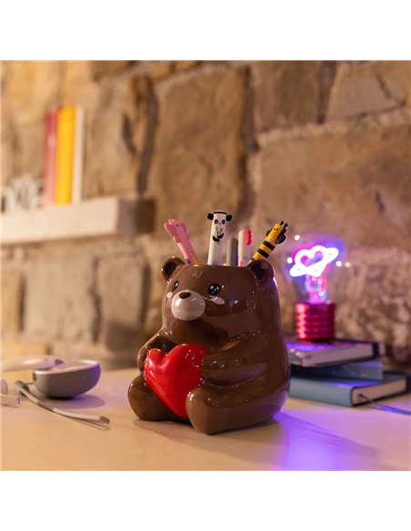 CERAMIC PEN HOLDER - DESK FRIENDS - TEDDY BEAR - Legami
