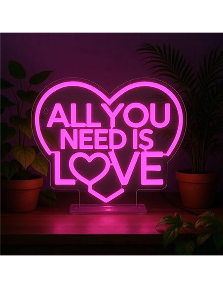 Lampe LED à Effet Néon - All You Need is Love - It’s a Sign - Saint Valentin 2026 - LEGAMI