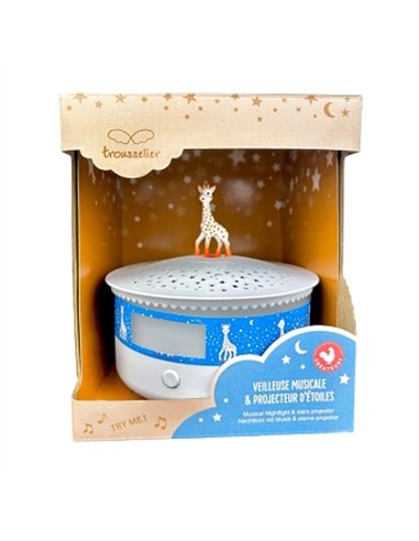 Veilleuse - Projecteur d'Etoiles Sophie la Girafe© 14 Cm - Musical - Détection des Pleurs - Rechargeable USB - Trousselier