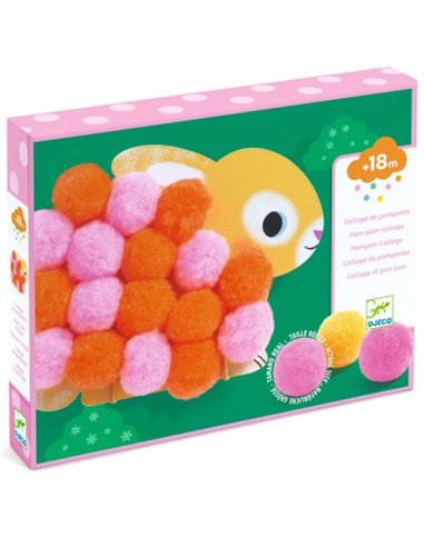 Collage de pompons - Animaux et ronds pompons