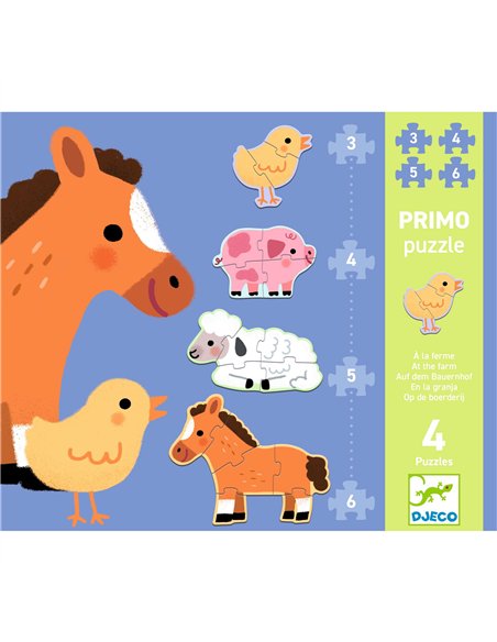 Puzzles Primo - À la ferme 3 4 5 et 6 pièces - DJECO