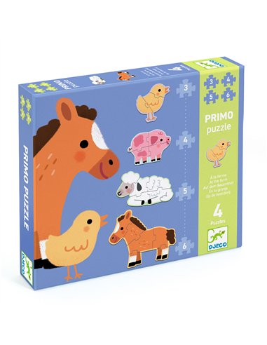 Puzzles Primo - À la ferme 3 4 5 et 6 pièces - DJECO
