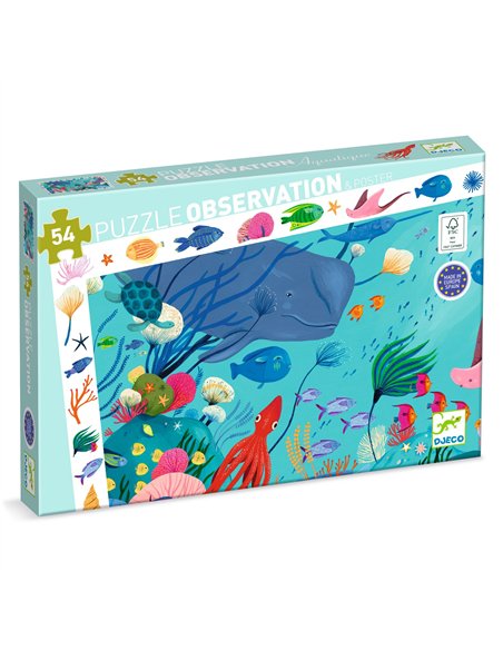 PUZZLE OBSERVATION - Aquatique - 54 pcs - djeco