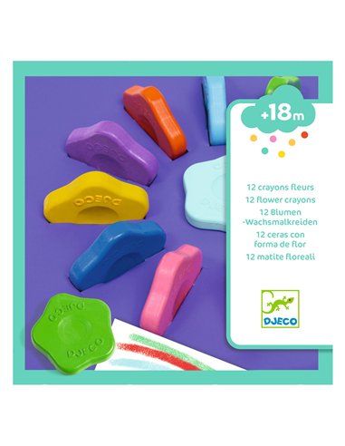 CRAYONS - 12 crayons fleurs - DJECO