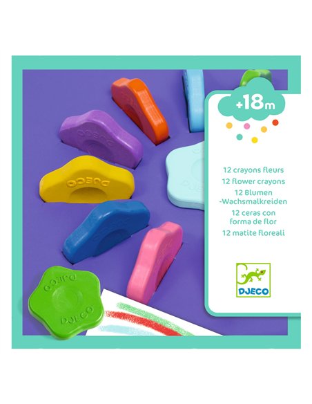 CRAYONS - 12 crayons fleurs - DJECO